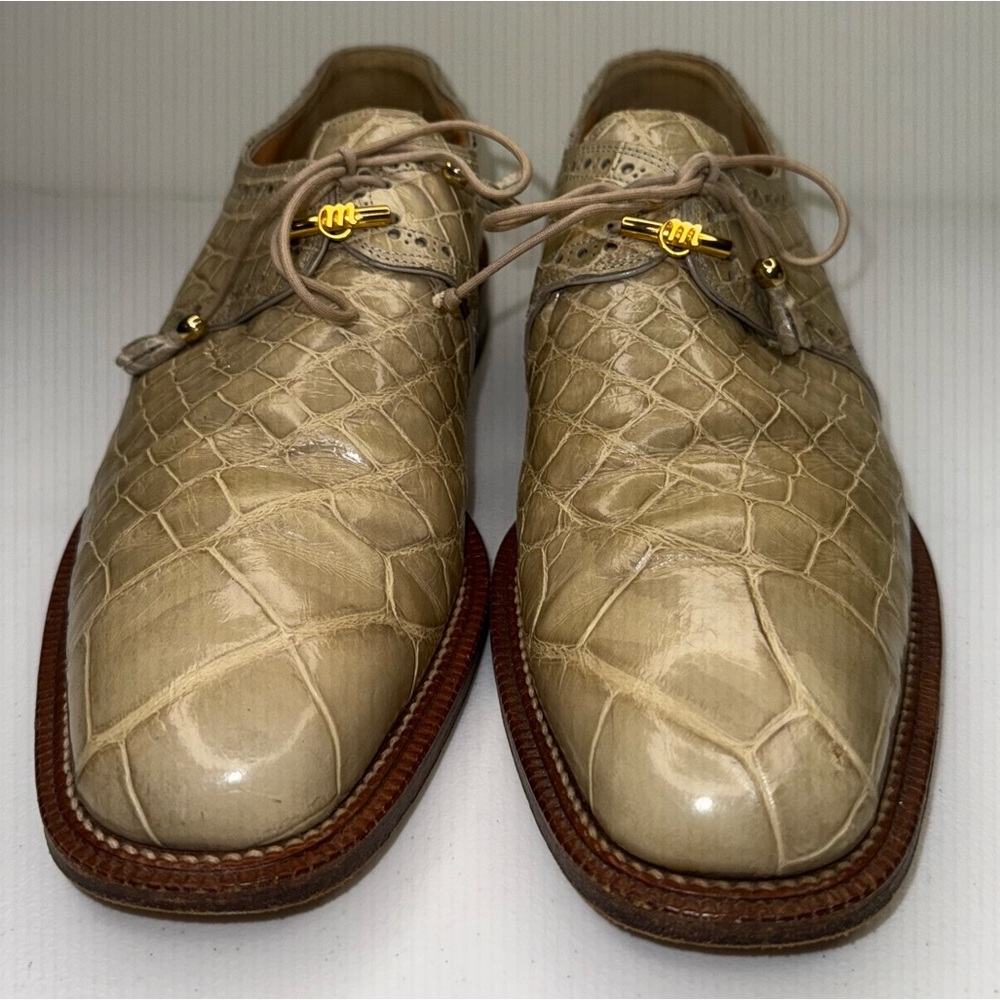 Men's Tan Crocodile Leather Dress Shoes